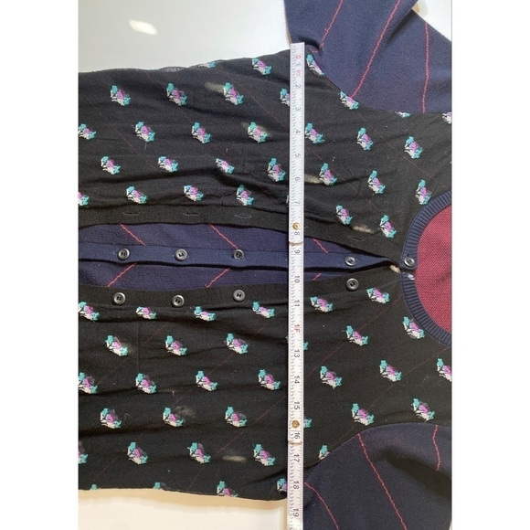 Anthropologie Moth Pistriped Fox pattern Vest Cardigan - Picture 10 of 11